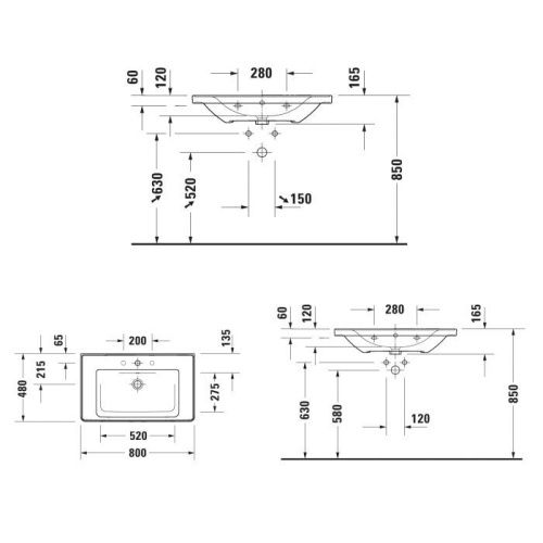 Раковина керамическая Duravit D-Neo 2367800060 80 см накладная цвет белый без отверстий под смеситель - фото 2