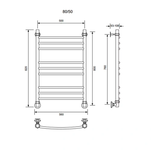 Полотенцесушитель водяной Veconi Nemi-A N8050B-A 50х80 черный - фото 3