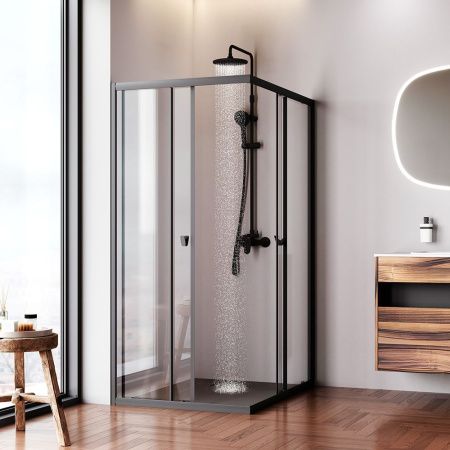 Душевой уголок Am.Pm Sunny W87G-403-12090-BT 120х90 стекло прозрачное профиль черный без поддона