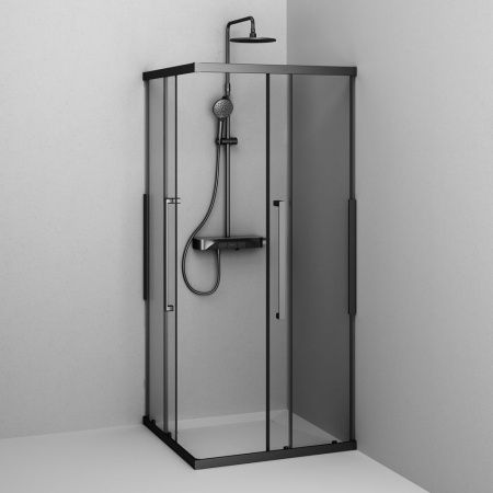 Душевой уголок Am.Pm Func W84G-403-9090-BТ 90х90 стекло прозрачное профиль черный без поддона