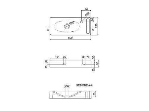 Раковина из сантехнического фаянса Scarabeo Soft-Hung-Cube 1512 50х20 подвесная цвет белый - фото 2