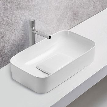 Раковина из сантехнического фарфора Vincea VBS-50470 70х40 накладная цвет белый без отверстий под смеситель