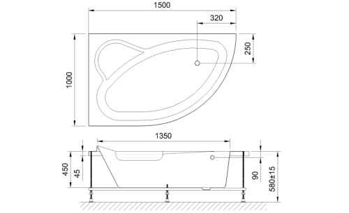 Ванна акриловая Royal Bath ALPINE RB819100L 150х100 пристенная асимметричная без каркаса - фото 4