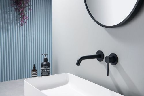 Смеситель для раковины Timo Saona 2372/03SM встраиваемый в стену черный - фото 2