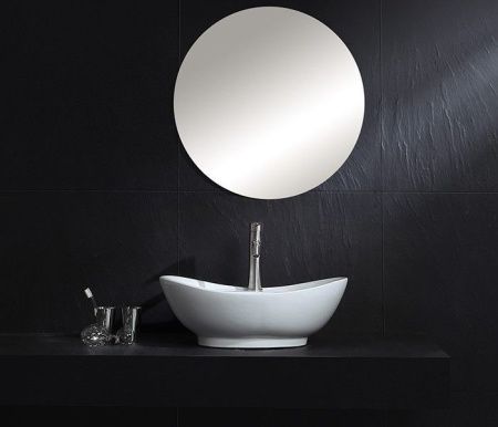 Раковина из сантехнического фаянса CeramaLux 9018 60х40 накладная цвет белый 1 отверстие под смеситель