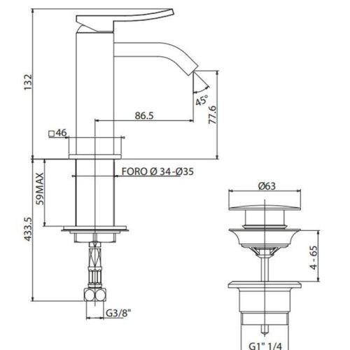 Смеситель Gattoni ELY 8850/88С0 на биде хром - фото 2