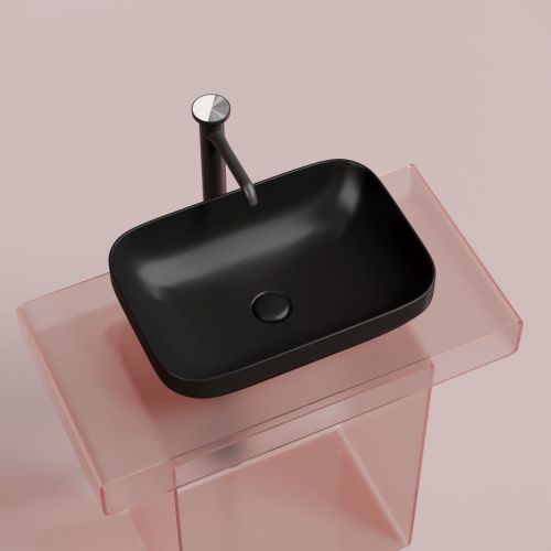 Раковина из сантехнического фарфора Ceramica Nova ELEMENT CN6055MB 50х40 накладная цвет черный без отверстий под смеситель - фото 3