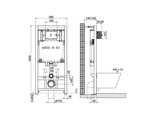 Инсталляция + кнопка смыва для подвесного унитаза Oli OLI 80 ECO 886914SIOO - фото 2