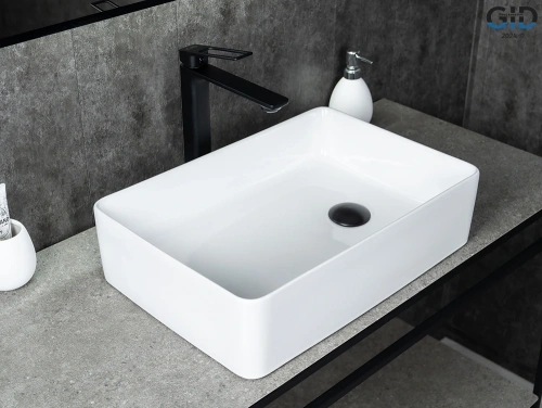 Раковина керамическая Gid Creativo 51240 50х30 накладная цвет белый без отверстий под смеситель - фото 4
