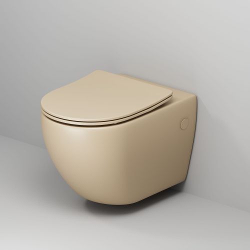 Унитаз подвесной Grossman Color GR-4411BEMS бежевый с сиденьем безободковый каскадный смыв - фото 2