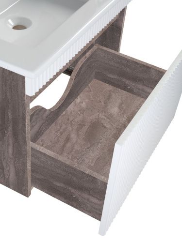 Тумба под раковину Runo Модена 00-00001426 70х50 подвесная цвет белый/серый - фото 2