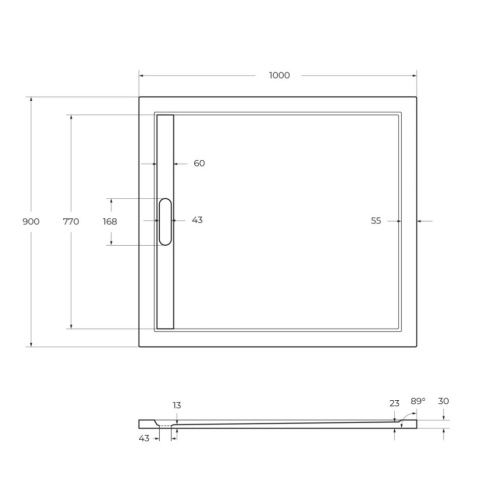 Душевой поддон из искусственного камня Cezares TRAY-AS-AH-100/90-30-W 100х90 белый без ножек - фото 2
