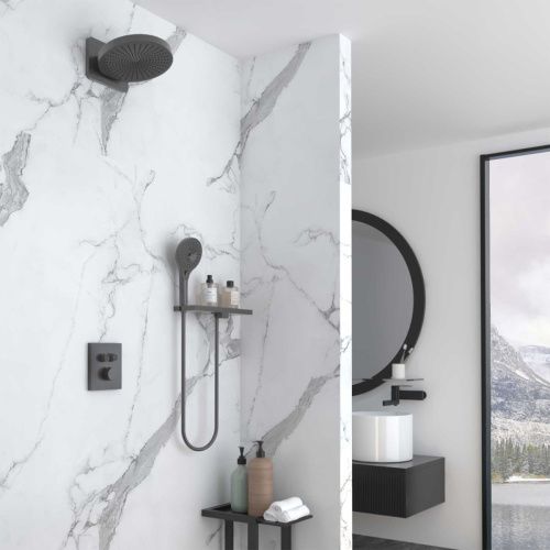 Душевая система Vincea Inspire VSFW-3I21MT1RGM встраиваемая в стену цвет вороненая сталь с термостатом