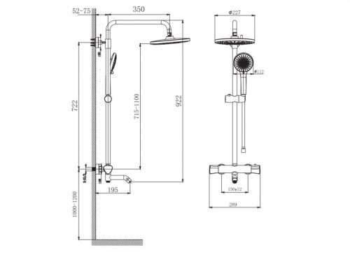 Душевая стойка Arrow AMG13SH848U1 настенная цвет хром с термостатом - фото 2