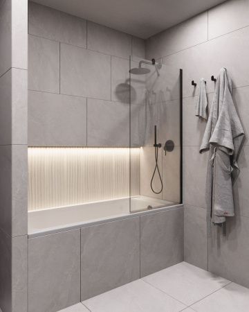 Душевая шторка на ванну Timo T24 70х140 стекло прозрачное профиль черный ориентация универсальная