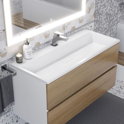 Раковина из искусственного камня Uperwood Barsa 293020531 100х50 полувстраиваемая цвет белый - фото 2