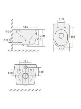 Унитаз подвесной Boheme Flow 969-SET-MW цвет белый с сиденьем микролифт безободковый смыв торнадо