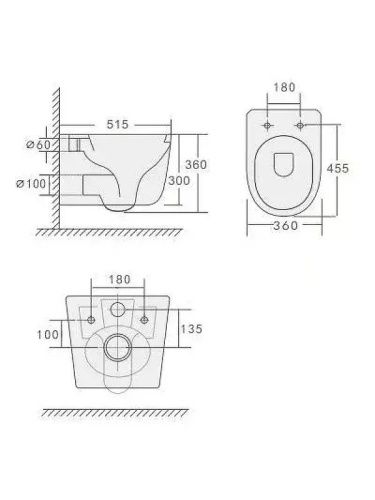 Унитаз подвесной Boheme Flow 969-SET-B цвет черный с сиденьем микролифт безободковый смыв торнадо - фото 2