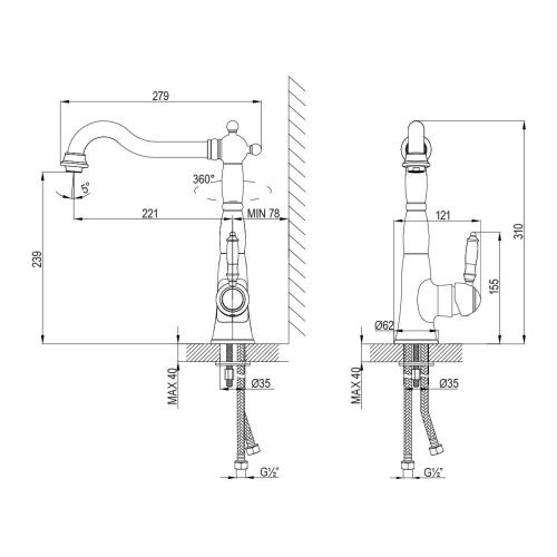 Смеситель для кухни LeMark Villa LM4805B на мойку бронза - фото 2