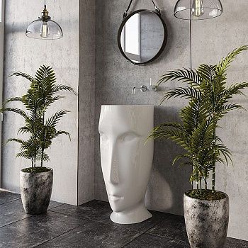 Раковина из сантехнического фарфора Kerasan Artwork 474001 50х50 напольная цвет белый без отверстий под смеситель