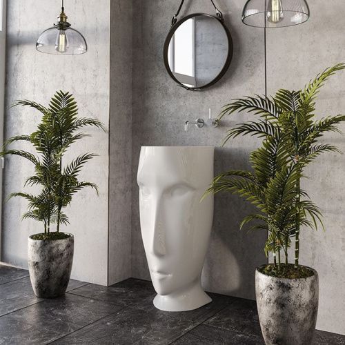 Раковина из сантехнического фарфора Kerasan Artwork 474001 50х50 напольная цвет белый без отверстий под смеситель