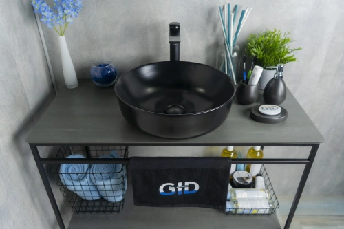 Раковина керамическая Gid Esfera 52224 40х40 накладная цвет черный без отверстий под смеситель - фото 5