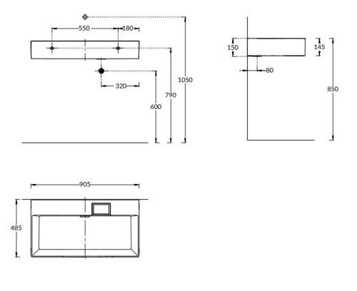 Раковина керамическая Kerama Marazzi LOGICA LO.wb.90.0 90х50 подвесная цвет белый без отверстий под смеситель - фото 2