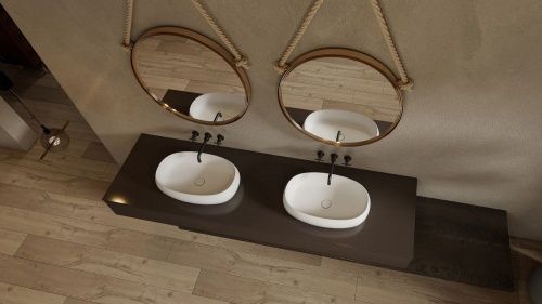 Раковина из искусственного камня Abber Stein AS2632 60х40 накладная цвет белый без отверстий под смеситель - фото 2