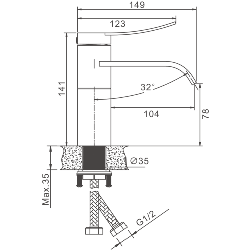 Смеситель BELZ B10812-3 на раковину оружейная сталь - фото 2