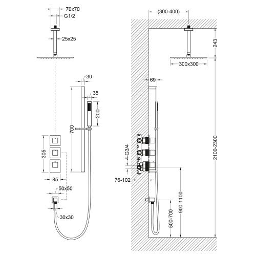 Душевая система Timo Selene SX-2229/00SM встраиваемая в стену цвет хром с термостатом - фото 2