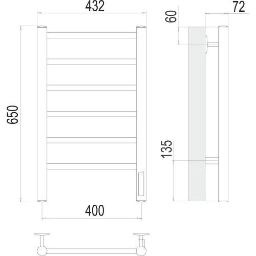 Полотенцесушитель электрический Terminus 4670078531148 45х65 хром - фото 3