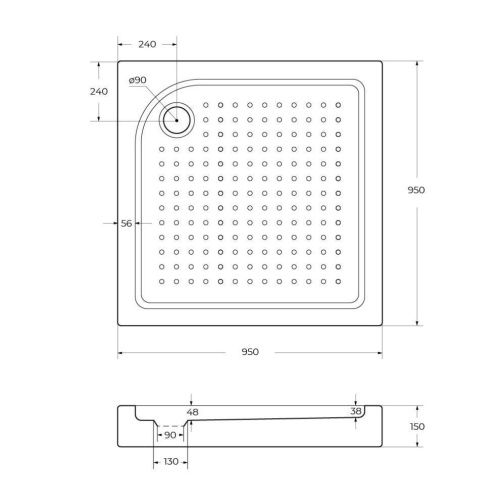 Душевой поддон BelBagno TRAY-BB-A-95-15-W 95х95 акрил белый с ножками - фото 3