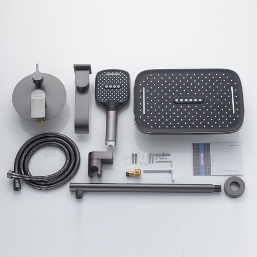 Душевая система Shevanik S4135T встраиваемая в стену цвет оружейная сталь - фото 4