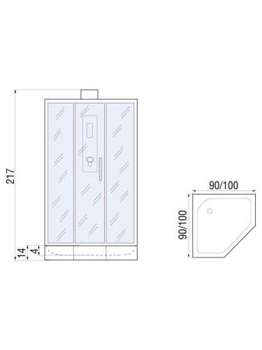 Душевая кабина River PENTA 10000000931 90х90 пятиугольная без крыши ориентация универсальная - фото 2