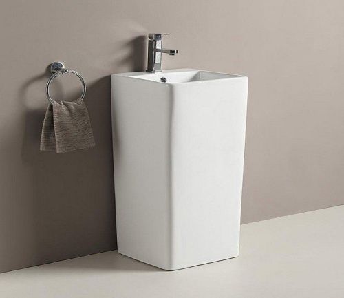 Раковина из сантехнического фаянса CeramaLux P7004L 40х40 напольная цвет белый 1 отверстие под смеситель - фото 2