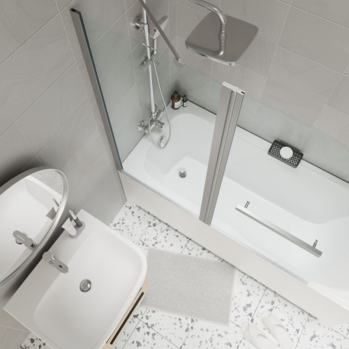 Душевая шторка на ванну Parly F03 120х130 стекло прозрачное профиль хром ориентация универсальная - фото 5