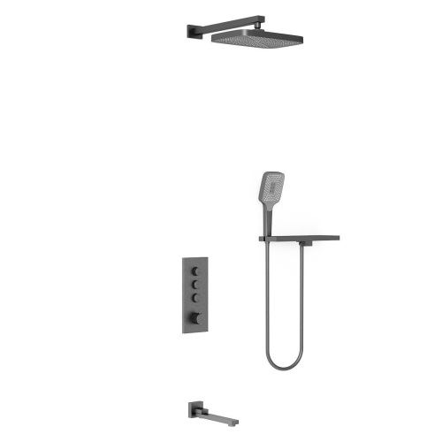 Душевая система Vincea VSFW-431T1RGM встраиваемая в стену цвет вороненая сталь с термостатом - фото 3