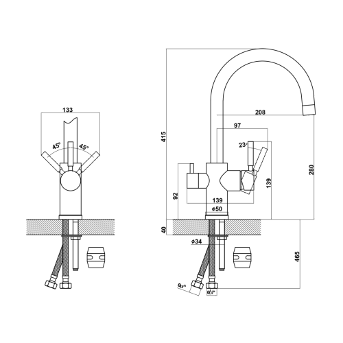 Смеситель для кухни Uperwood Quartz UPD-Q-01-04 UPD-Q-01-04 на мойку черный - фото 2