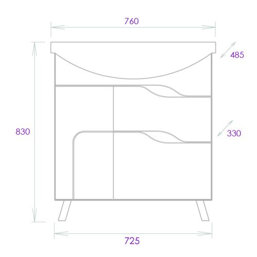 Тумба под раковину Onika Веронэлла 107514 70х30 напольная цвет белый - фото 3