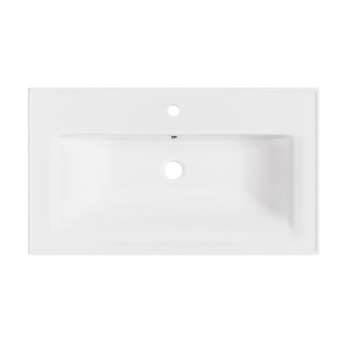 Раковина из сантехнического фарфора Wellsee FreeDom 151106000 80х50 подвесная цвет белый 1 отверстие под смеситель - фото 3