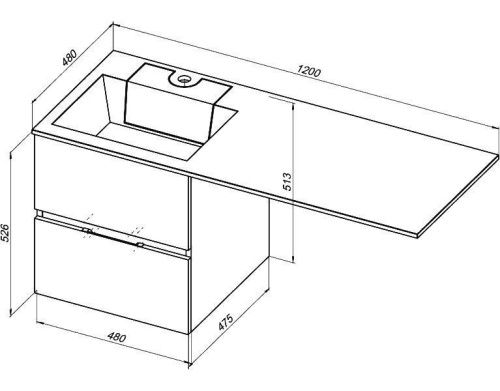 Раковина из искусственного камня Aquanet Фортуна НФ-00016403 120х50 подвесная цвет белый 1 отверстие под смеситель - фото 3