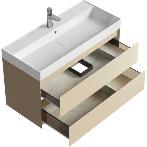 Тумба под раковину Aqwella Y GE01102MD 100х50 подвесная цвет бежевый - фото 2
