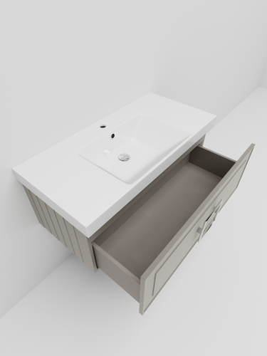 Тумба с раковиной La Fenice CUBO NFNC-01-CUB-C-100-1-100 100х50 подвесная цвет бежевый - фото 5