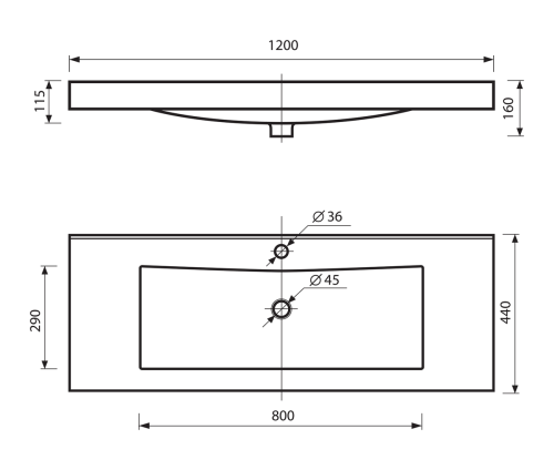 Раковина мебельная из искусственного камня Misty Мисти 120 Р-Мис14120 120х40 накладная цвет белый - фото 2
