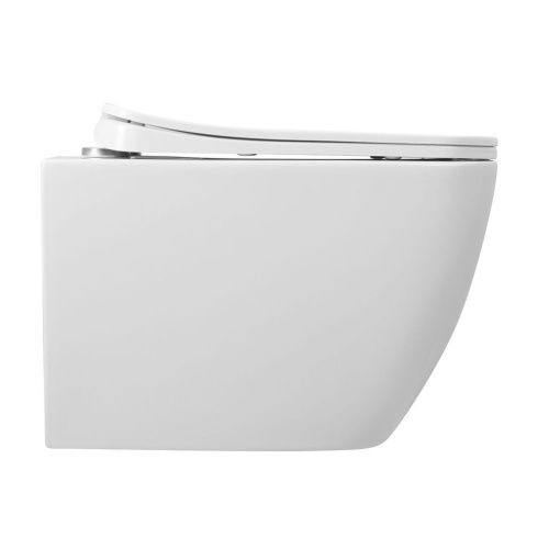 Унитаз подвесной Art&Max Maxima AM010CHR/AM010SC белый с сиденьем микролифт каскадный смыв - фото 2