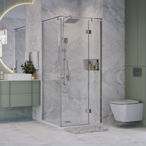 Душевой уголок Niagara Nova NG-6632-34 100х100 стекло прозрачное профиль хром без поддона - фото 2