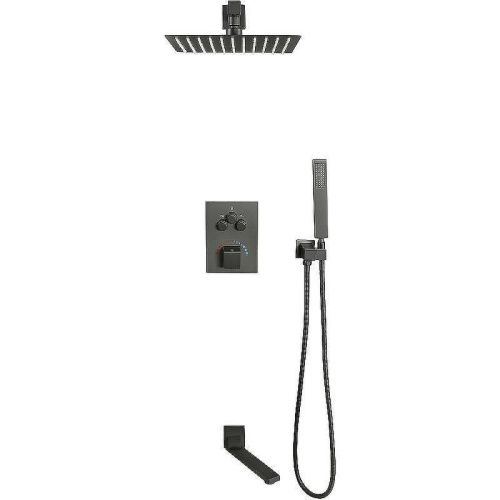 Душевая система ALMAes Khabur TVZ-0897 встраиваемая в стену цвет черный с термостатом - фото 2
