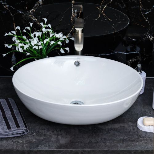 Раковина из сантехнического фарфора Melana 320314-805 60х40 накладная цвет белый без отверстий под смеситель - фото 4