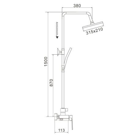 Душевая стойка Rose R1836T-6 настенная цвет серый