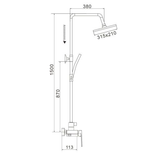 Душевая стойка Rose R1836T-6 настенная цвет серый - фото 3